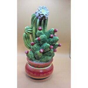 SIGNATURE HOME COLLECTION LARGE CERAMIC CACTUS FIGURINE 13 INCHES TALL